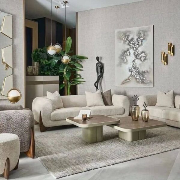 مبل پاندا تدی هفت نفره رنگ کرم و طوسی