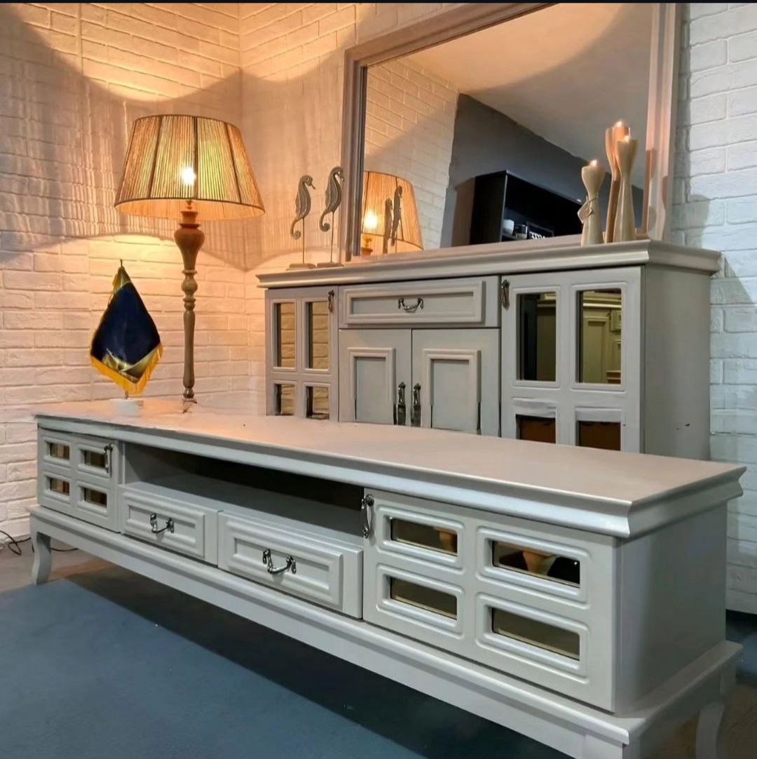 photo_2024-09-14_05-57-19 ست میز کنسول و میز تی وی رنگی اینه دار - Image 1