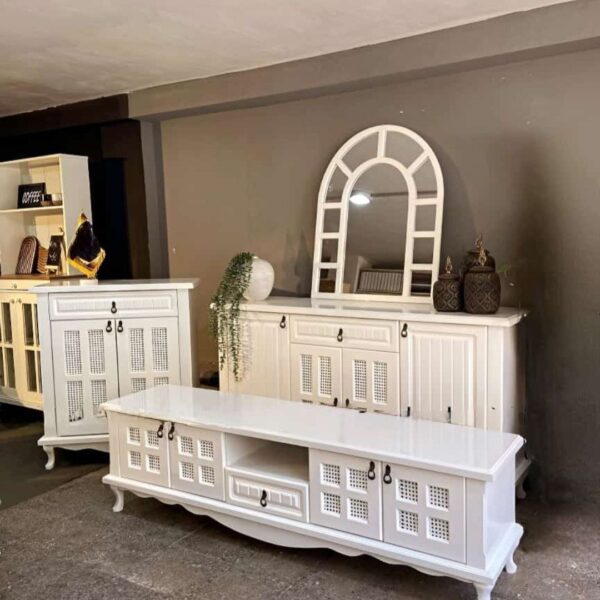 ست میز کنسول و میز تی وی و جاکفشی مدل رنگی حصیرخور