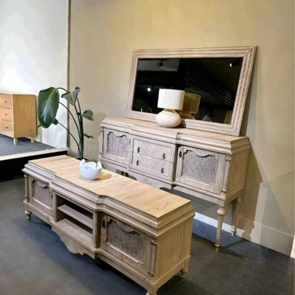 ست میز کنسول و میز تی وی روکش چوب مدل طنین