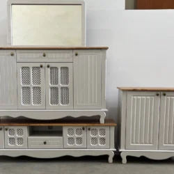 ست میز اینه کنسول و جاکفشی مدل حصیر دار