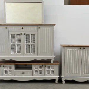 ست میز اینه کنسول و جاکفشی مدل حصیر دار